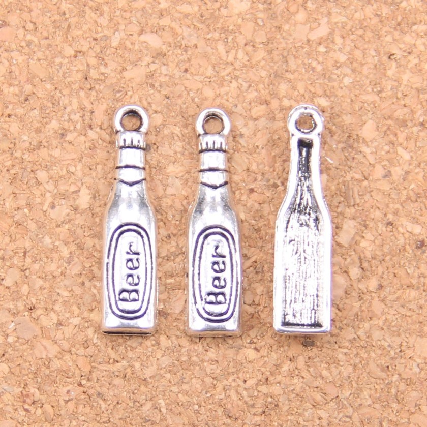 Antique Silver Bronze Plated beer bottle Charms Pendant DIY Necklace Bracelet Bangle Findings 24 6mm286f