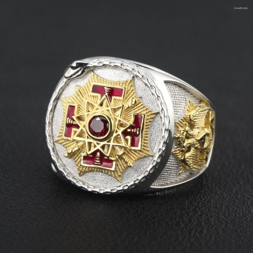 Pierścienie klastra suwerenny wielki inspektor generalny 33 stopień mason masoński srebrny pierścień srebrny189w