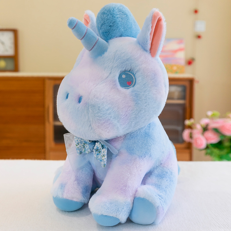 Bunte Krawatte gefärbte Tier-Einhorn-Kissenpuppe Großhandel Neue Kindergeburtstagsgeschenk-Plüschtierpuppe