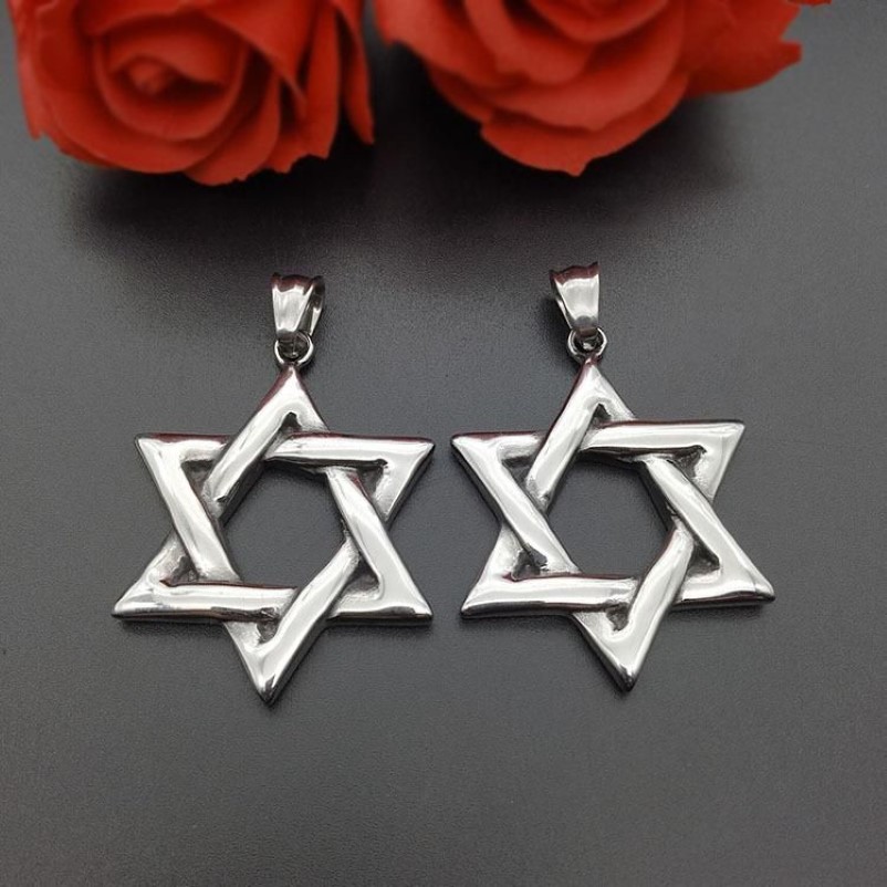 Pendant Necklaces Star Of David Israel Chain Necklace Women Stainless Steel Judaica Silver Color Jewish Men JewelryPendant2475