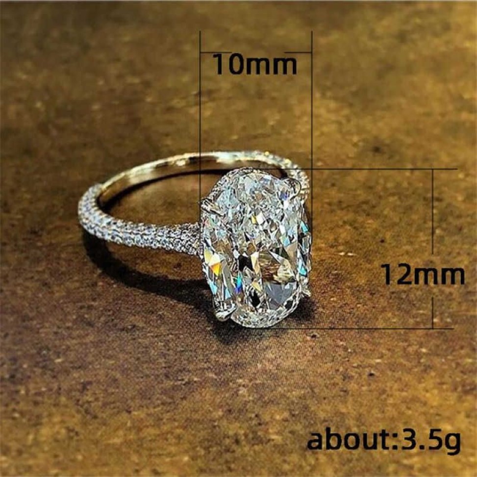 Choucong New Arrima Sparkling Luxury Jewelry 925 Sterling Silver Large Oval Cut Big White Topaz CZ Diamond Women Wedding Ring Y07212W