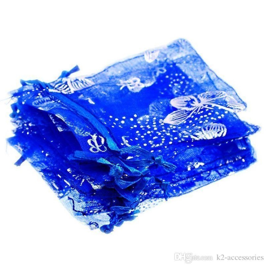 Blue Butterfly Organza Wedding Gift Bags Pouches 7x9cm Jewelry packing Bags251I