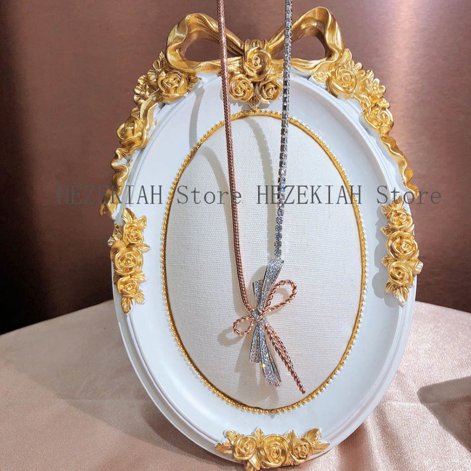 Hezekiah Plating 18k rose gold color separation fashion trend ladies bow necklace Luxury and high quality Prom party ladies neckla2263