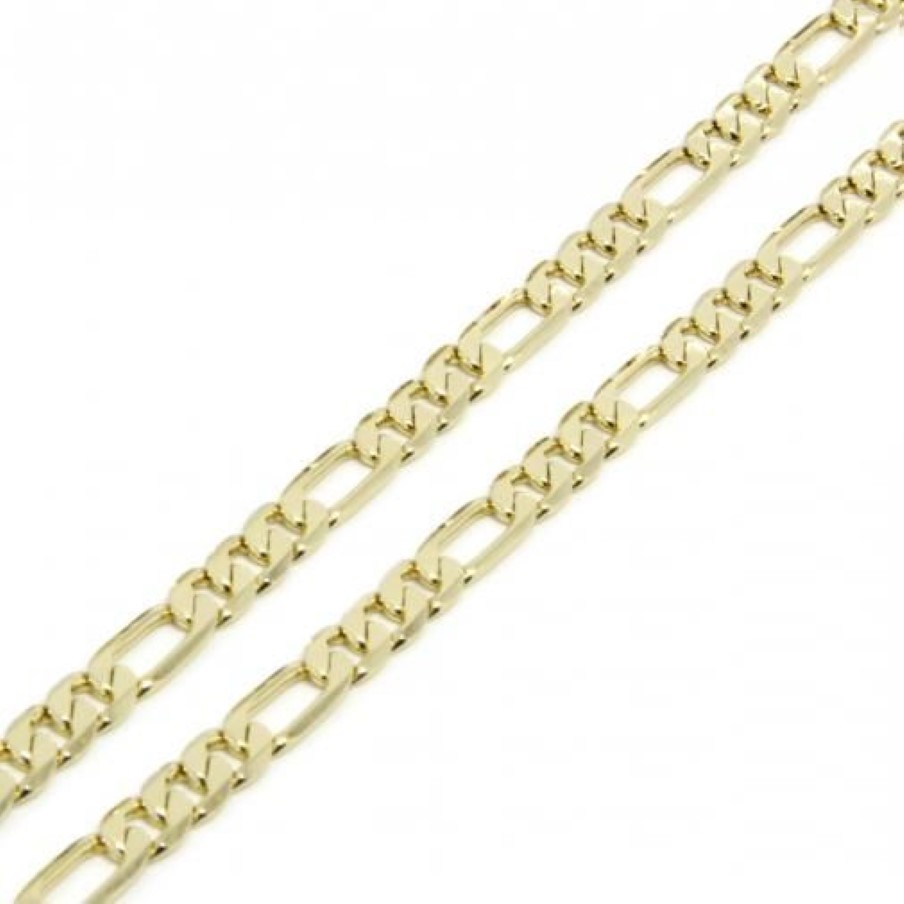 Collier à maillons Figaro italien en or massif véritable jaune 14 carats pour hommes GF 8 mm 24 pouces EXPÉDITION Tous les articles d'un animal de compagnie fumé-215S