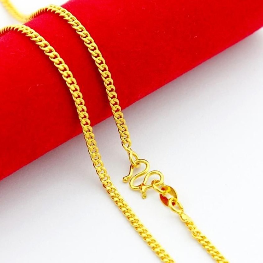 Chains Whole 24K Gold Filled 2mm Link Chain Necklace For Pendant Fashion High Quality Yellow Color Women Jewelry Accessories264e