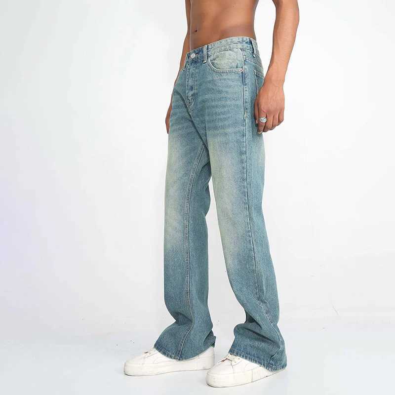 Мужские джинсы FEWQ Мужские модные дизайнерские стили Модные повседневные прямые однотонные джинсы Модные нишевые свободные брюки-вспышки 24X1144 J240328
