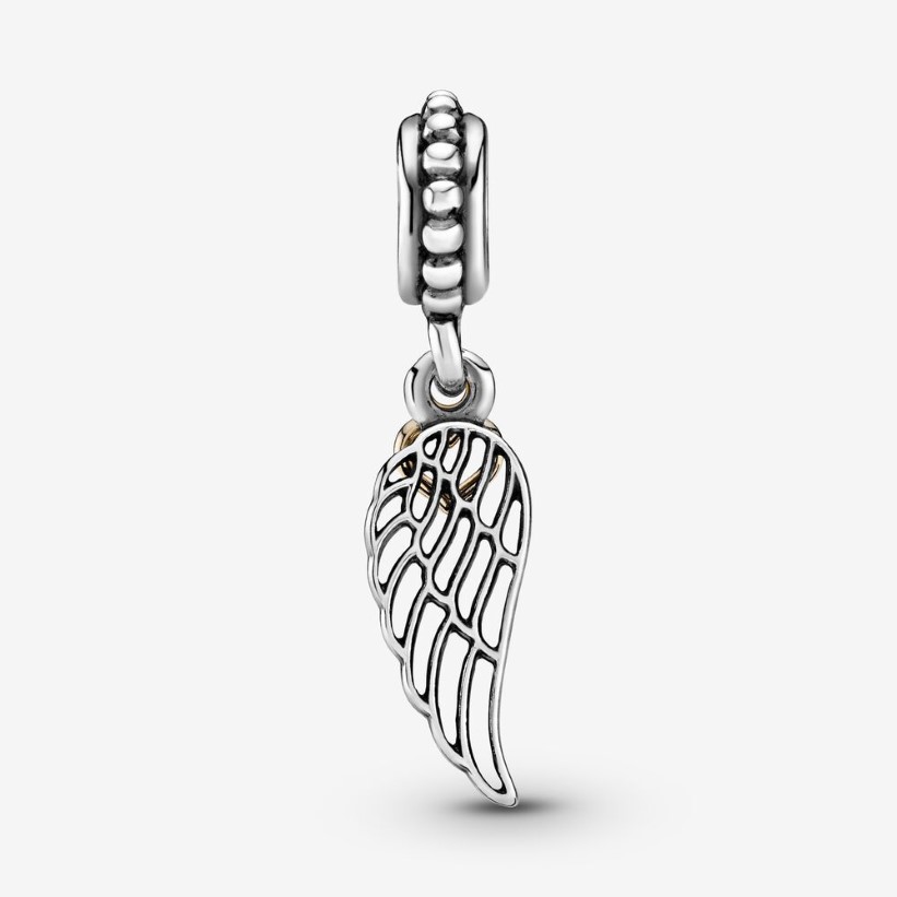 Il nuovo arrivo in argento sterling 925 con ala d'angelo e cuore ciondola il fascino adatto al braccialetto europeo originale con ciondoli accessori gioielli di moda256o