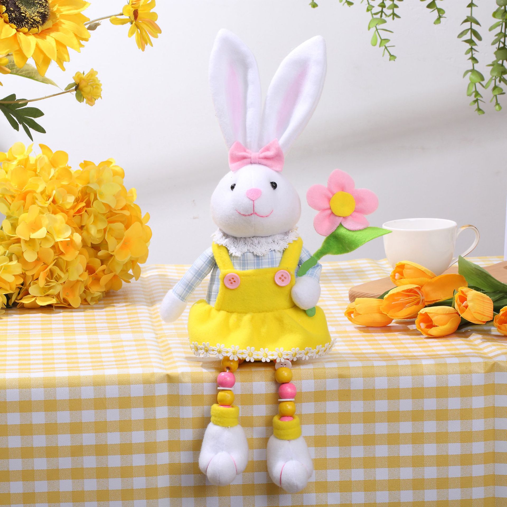 New Easter Rabbit Egg Carrots Christmas Bead Legs Spring Countryside Doll Decoration Home Decoration