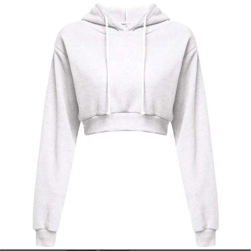 Women's Hoodies Sweatshirts Womens brand solid color short hooded Sweatshirt spring autumn winter cotton pullover navel exposed sweater S-2XL 24328