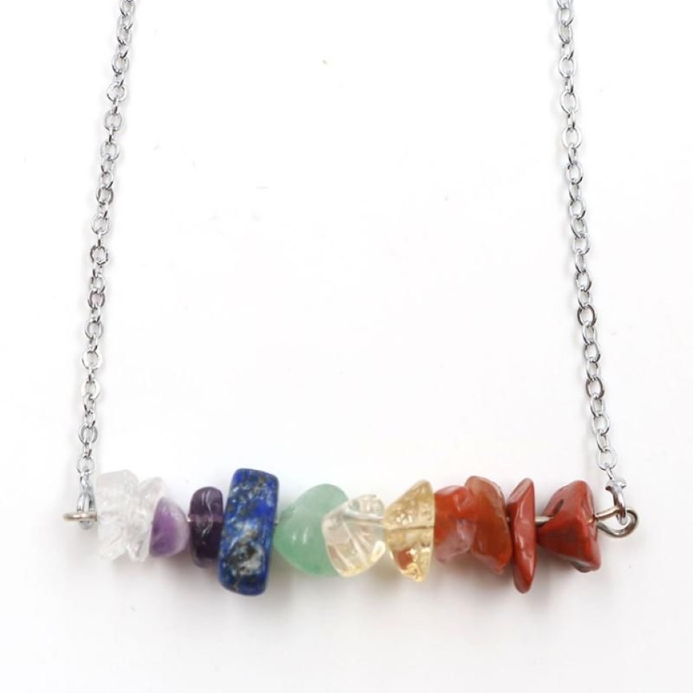 Pendentif Colliers Reiki Guérison Collier de cristal naturel Irrégulière Gravier Chips Pierre Améthystes Amazonite Lapis Lazuli Qu225S