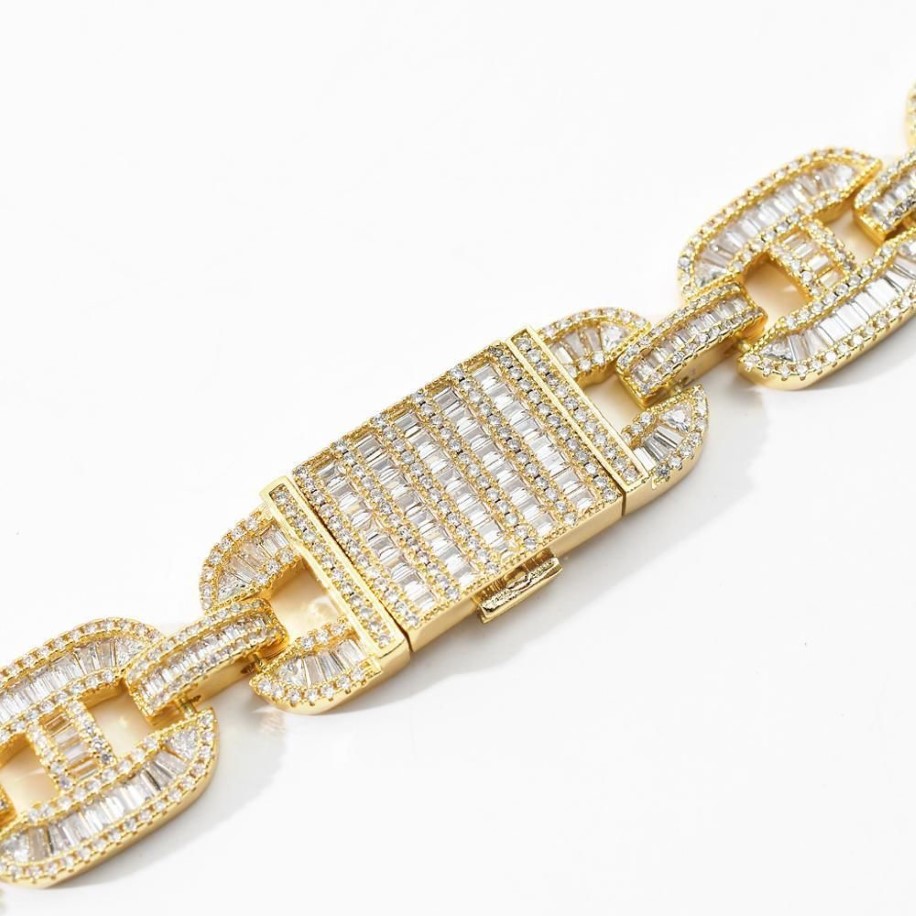 Miami 16mm Big Box Clasp Cuban Link Chain Iced Out Baguette Zircon Necklace Mens Hip Hop Jewelry H JllyBV2878