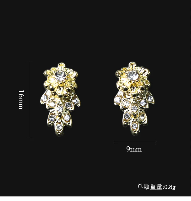Ensembles / fleurs en fleurs Charmes en alliage de ongles 3D Fleurs Crystal Pea grand diamant Décoration de l'ongle 916 mm Curtain de strass de fleur