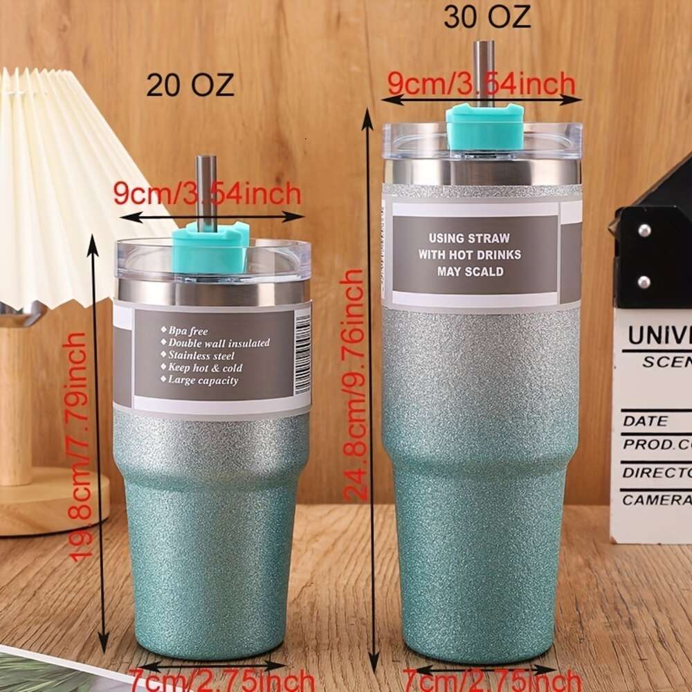 Tasse de 20 oz / 30 oz avec couvercle et paille, 304 tasse de café d'isolation sous vide en acier inoxydable, sans danger pour le lave-vaisselle