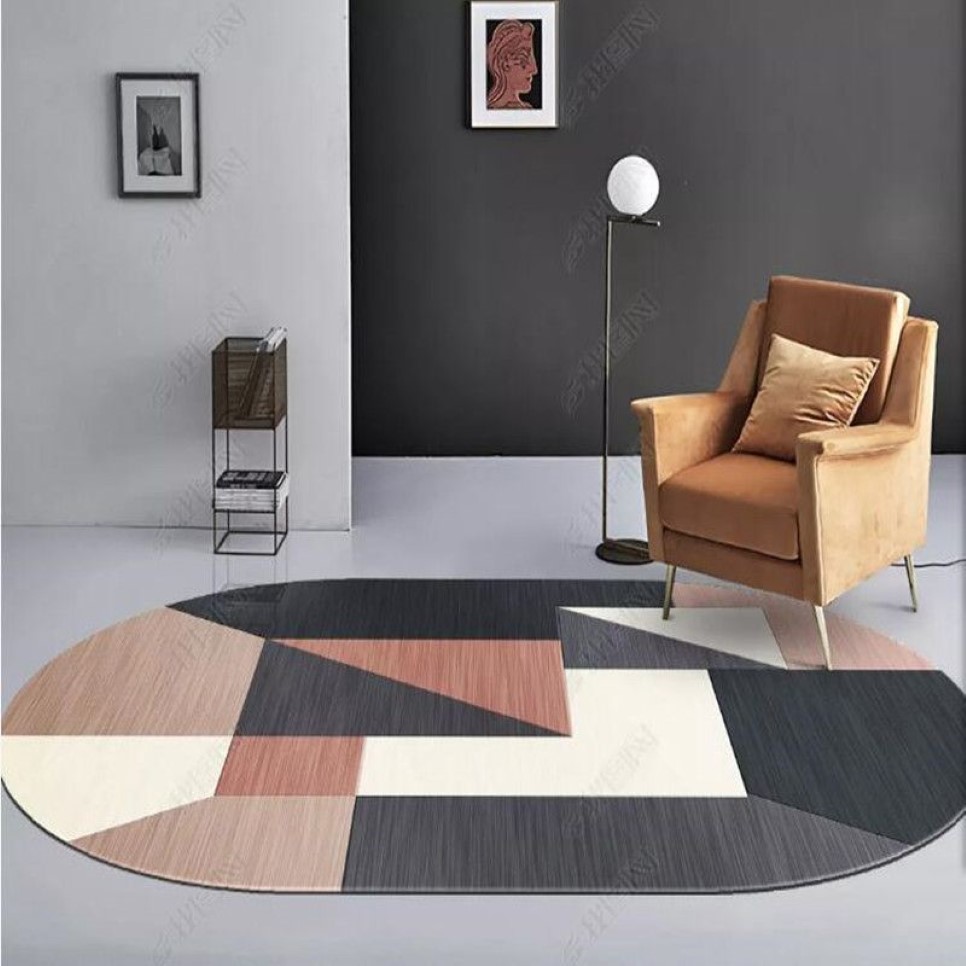 Tappeto moderno e minimalista in velluto di cristallo ovale bagno antiscivolo tappetino soggiorno camera da letto tappetino decorazione casa carpet266E