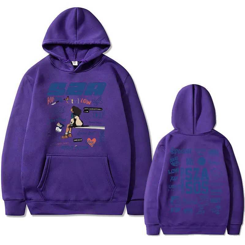 Bluzy męskie bluzy raper SZA SZA Hoodie Album SOS SZA Tour 2023 Hoodie Pria Wanita Hip Hop Rap Bos