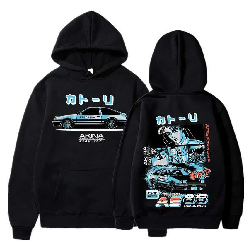 Men's Hoodies Sweatshirts Initial D Manga Hachiroku Shift Drift Mens Hoodie Anime Takumi Fujiwara Tofu Shop Delivery AE86 Sweatshirt Streetwear Pullover 24328