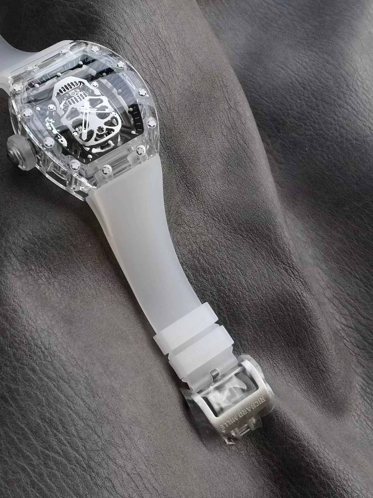 2024 MS Factory-Uhr RM27-03, spanischer Bullensaphirkristall, echtes Tourbillon-Uhrwerk, vollständig transparentes Gehäuse, Designeruhren