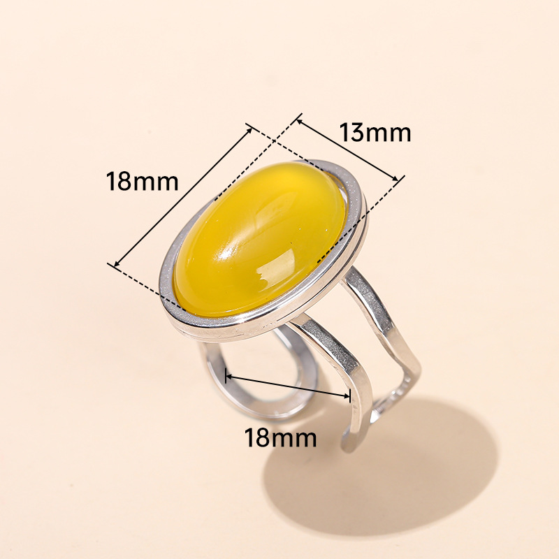Натуральный камень красный агат овальной формы открытое кольцо из нержавеющей стали женские винтажные регулируемые целебные кольца с большим кабошоном
