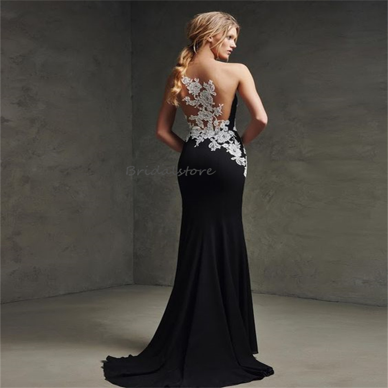 Einzigartige Ballkleider in Schwarz mit weißer Spitze für schwarze Mädchen, Meerjungfrau-Satin, elegantes Abendessen-Abendkleid, transparenter Tüll-Rücken, formelles Kleid, Geburtstagsparty-Kleidung 2024