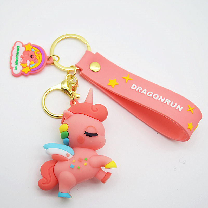 Cartoon Rainbow Horse Pool Unicorn Keychain Pendant Cute Women's Bag Accessories Doll Keychain Small Gift