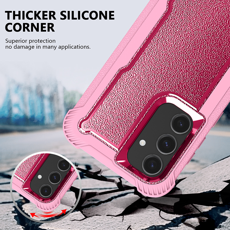 Capa de telefone para galaxy s24 Ultra, à prova de choque, à prova de queda de poeira, 3 camadas, capa de borracha de silicone antiderrapante de corpo inteiro, capa resistente e durável