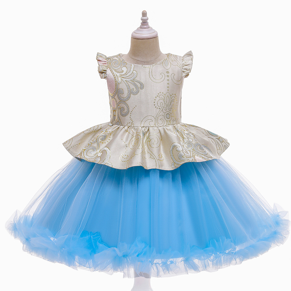 Doce rosa champanhe azul joia vestidos de festa/aniversário de meninas vestidos de concurso de meninas vestidos de flores para meninas saias do dia a dia roupas infantis SZ 2-10 D328251