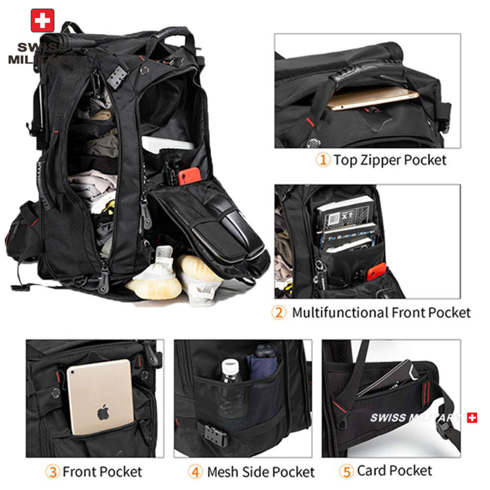 SWISS MILITARY Travel Men Durable Multifunction Laptop Outdoor Mountaineering Fiess Backpack Lage Bag