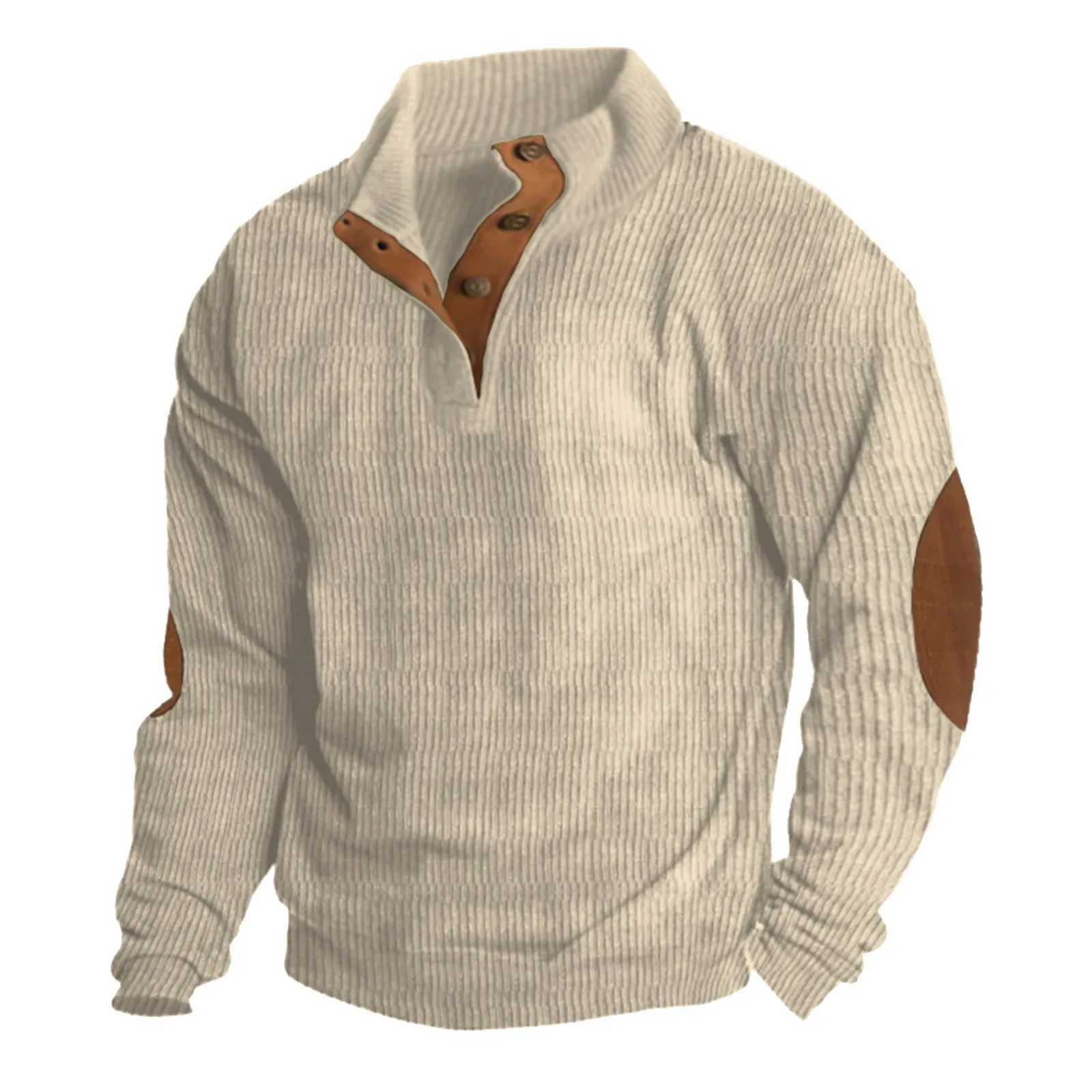 Sudaderas con capucha para hombre Sudaderas para hombre Sudadera sin capucha Vintage Casual Jersey suelto Tops Cómodo Hebilla Cuello alto Manga larga Suéter con capucha Pana 24328