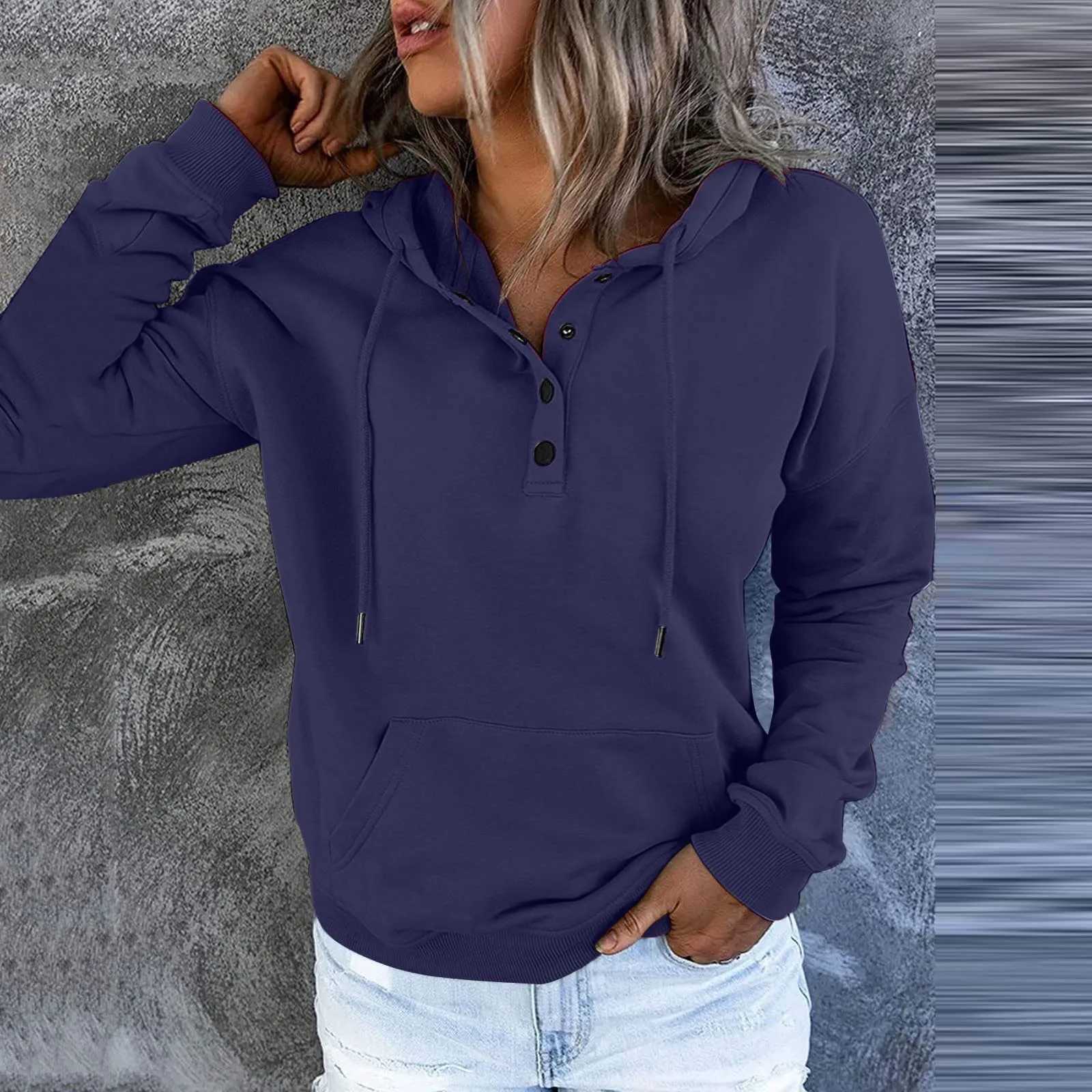 Damen-Kapuzenpullover, Sweatshirts, lässig, bequem, rein, für Frühling und Herbst, Kapuzenpullover, Kordelzug, Tasche, klassisch, solide, Kapuzenpullover, Oberteile 24328