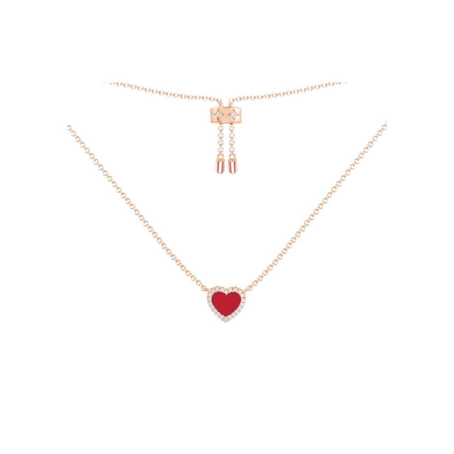 Collana con cuore d'amore di design donna Accessori in acciaio inossidabile Catena con zirconi verdi rosa a cuori gioielli da donna Gift348G