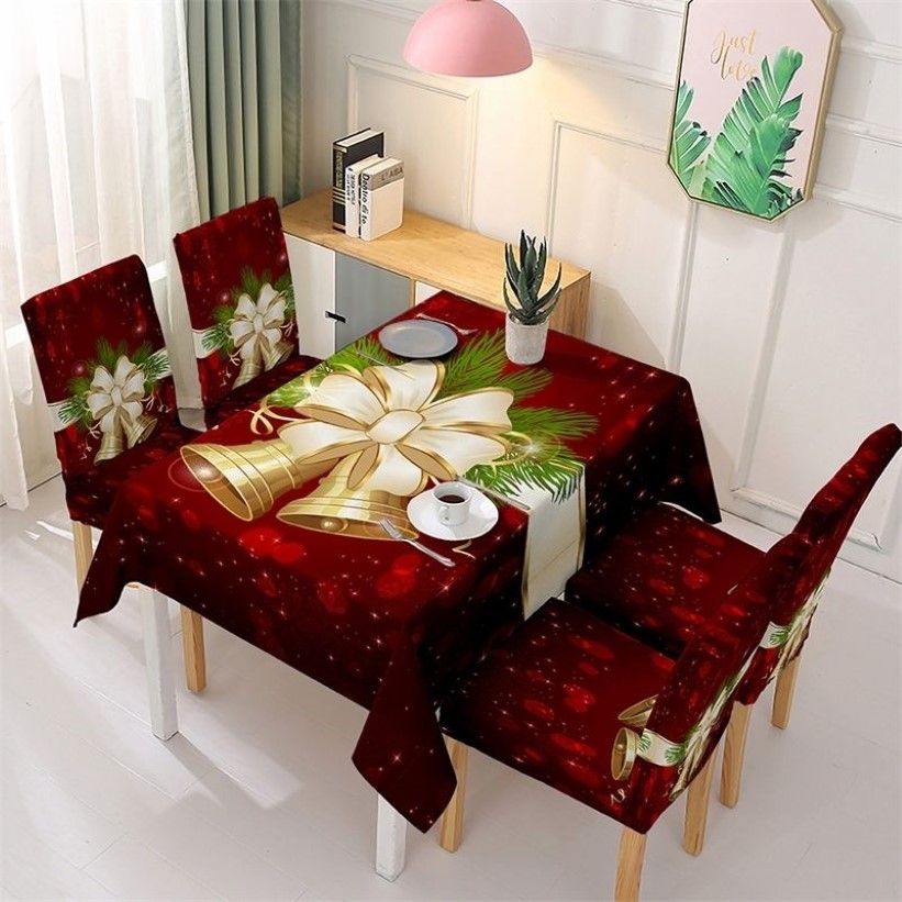 مائدة عيد الميلاد وغطاء الكرسي غطاء المطبخ المطبخ الديكور مرنة كرسي الأغطية مقاومة للماء قطعة قماش مستطيلة LJ2012542