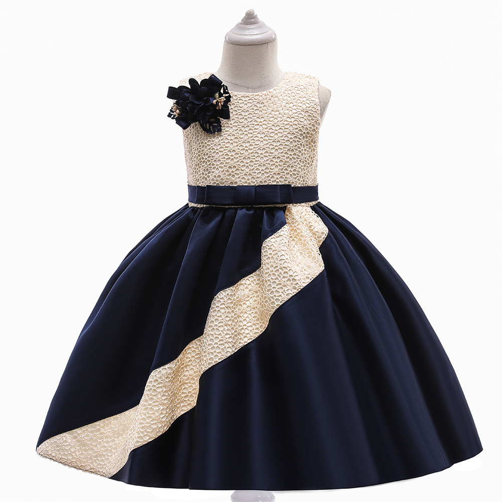 Sweet Navy Blue Green Gold Wine Jewel Girl's Birthday/Party Dresses Girl's Pageant Dresses Flower Girl Dresses Girls Everyday Skirts Kids' Wear SZ 2-10 D328246