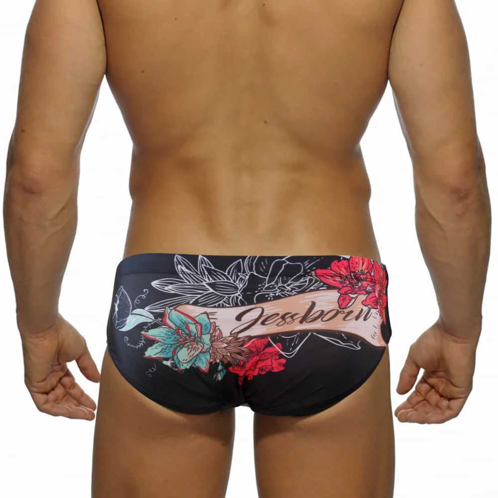 Homens Swimwear Sexy Mens Swimwear Nylon Secagem Rápida Crânio Natação Briefs Moda Masculino Praia Bolsa Banheira Maiôs Esporte Surf Board Shorts 24327