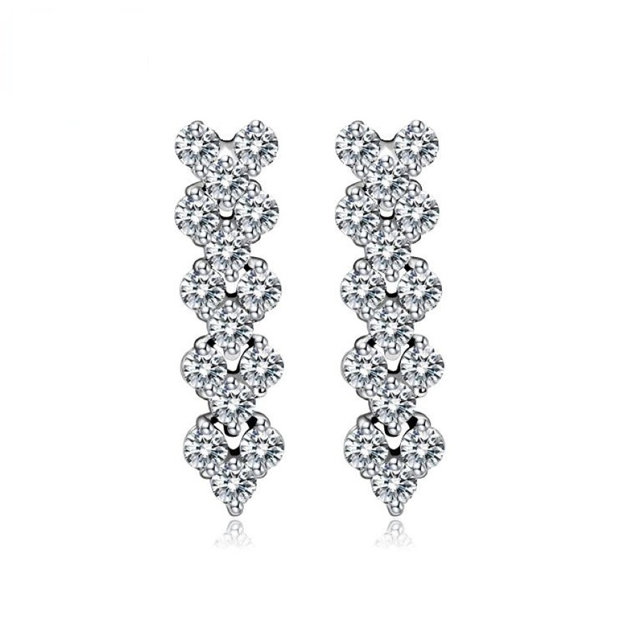 3A Autriche Diamant Stud Luxe Coeur Designer Boucles D'oreilles Brillant Cristal Véritable 925 Sterling Silver Charm Zircon Roman Love Earring269c