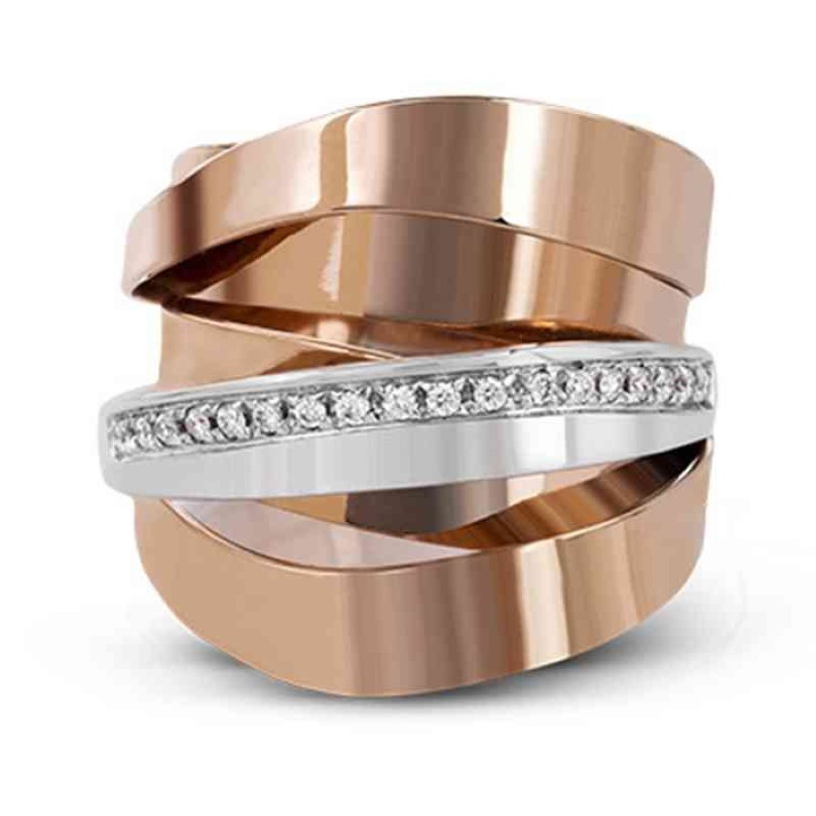 Креативные многослойные обручальные кольца из нержавеющей стали для женщин, винтажное обручальное кольцо цвета розового золота и серебра Jewelry268F