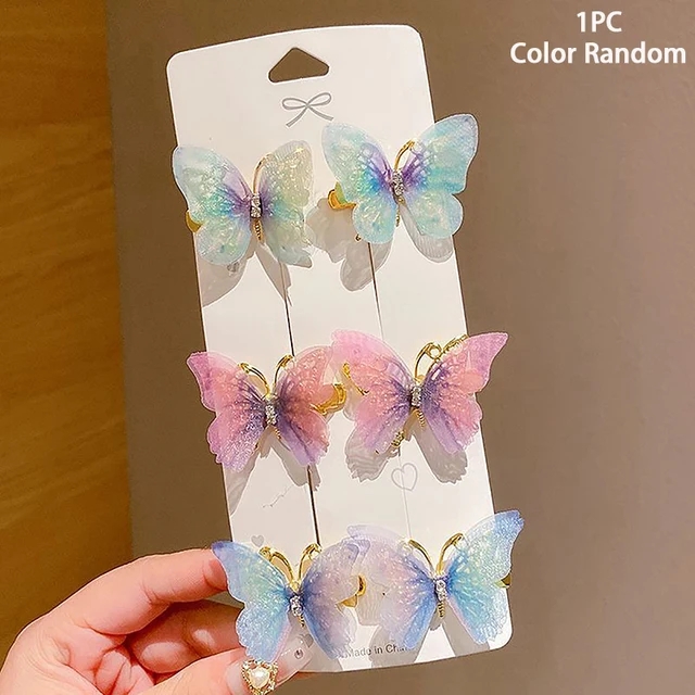 6 pezzi casuali forcine colorate a forma di farfalla fermagli capelli ragazza mollette donne ornamento capelli dolci arcobaleno copricapo accessori capelli moda