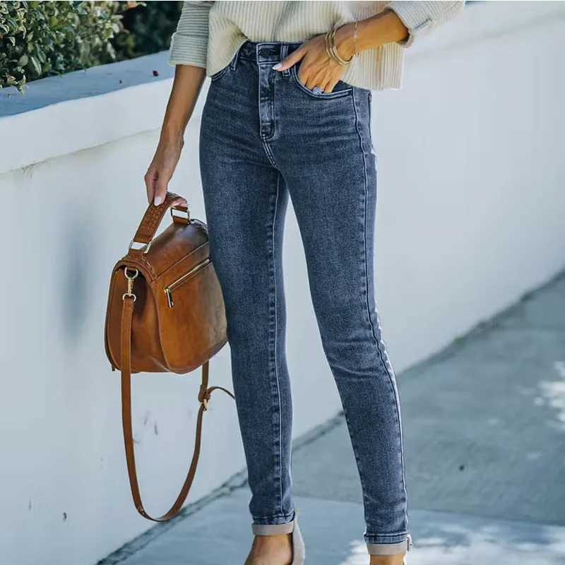 Women's Jeans women casual jean high waist pants Bleached slim High elastic fit long Pencil pants female trousers good quality 91Y22 24328