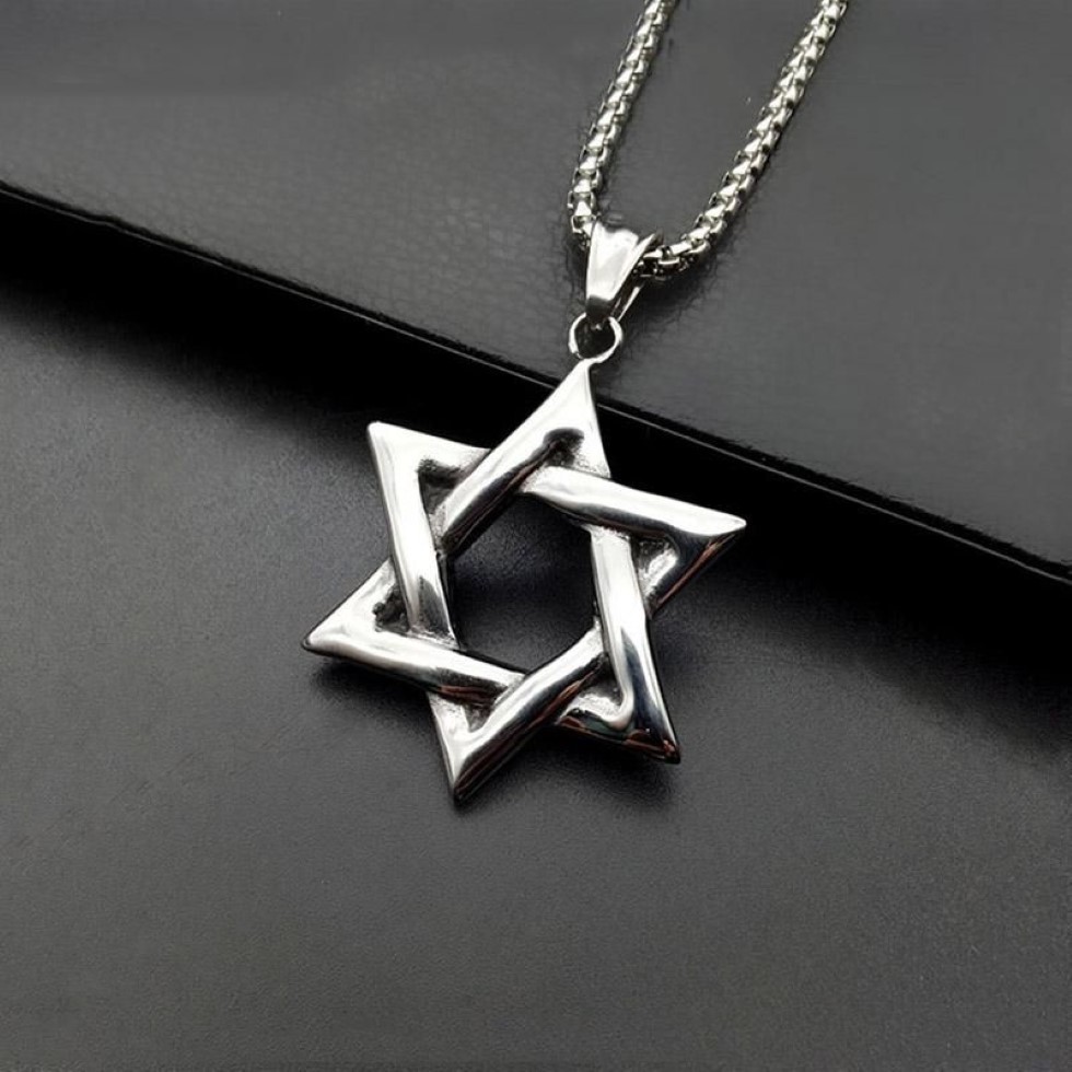 Pendant Necklaces Star Of David Israel Chain Necklace Women Stainless Steel Judaica Silver Color Jewish Men JewelryPendant208R