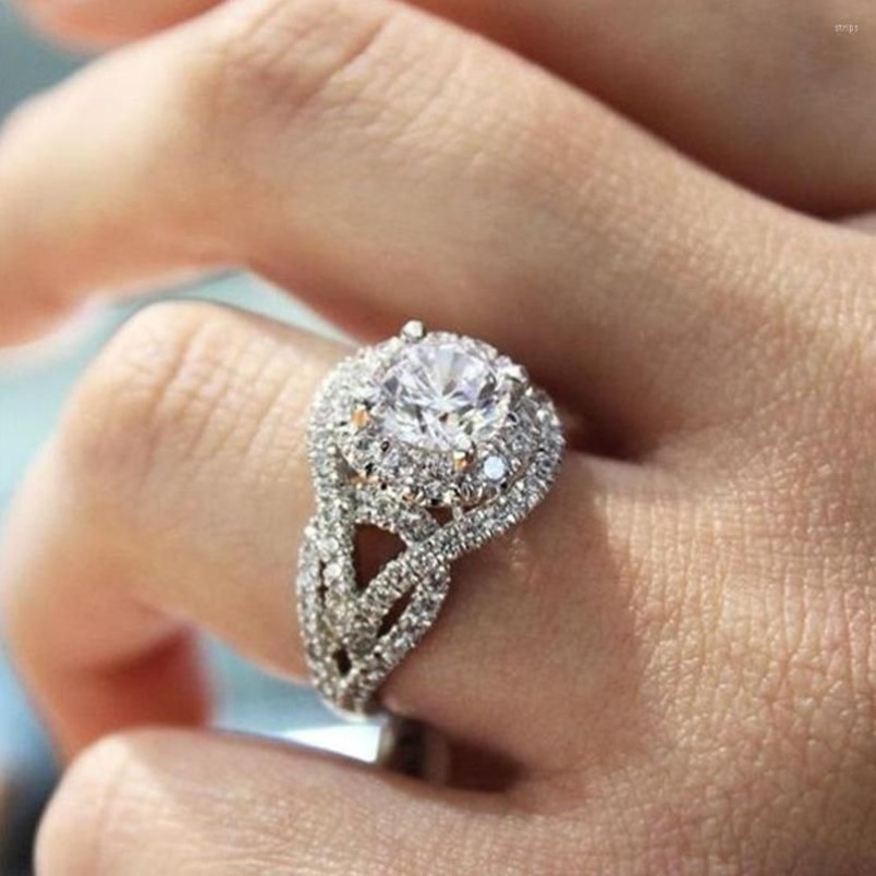 Кольца кластера, кольцо из белого золота 18 карат для женщин, натуральный 2 бриллианта с ювелирными изделиями Anillos De Bizuteria Mujer, коробка с драгоценными камнями309o