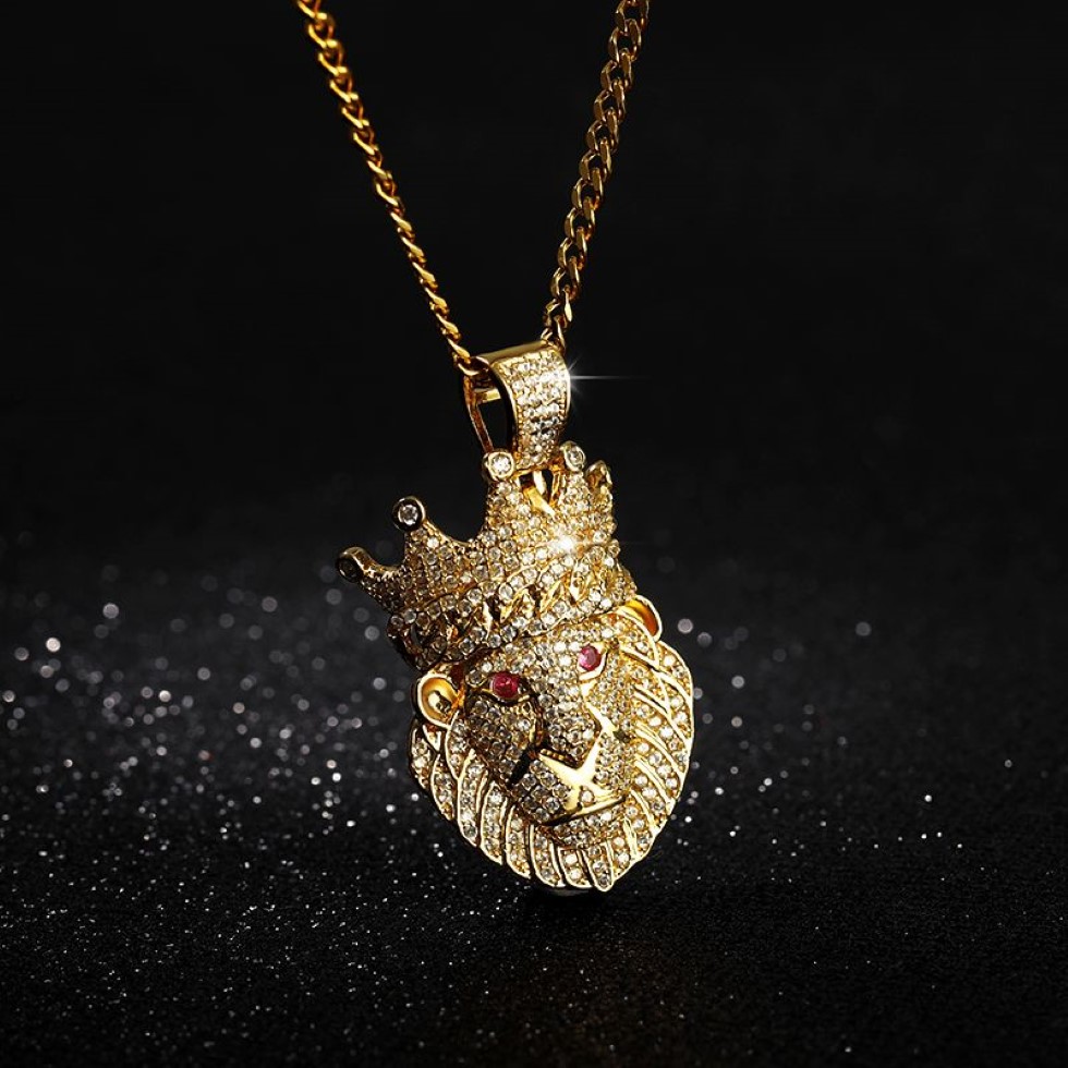 Ожерелье с подвеской в виде головы льва в стиле хип-хоп, панк, золото, платиновый цвет, циркониевое колье, цепочка Ice Out, ожерелье для женщин и мужчин, ювелирные изделия, подарок 2010206d
