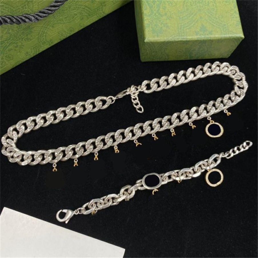 Collier pendentif lettre plein diamant double lettres bracelets chaîne en métal dames anniversaires strass pendentifs bracelet avec G260M