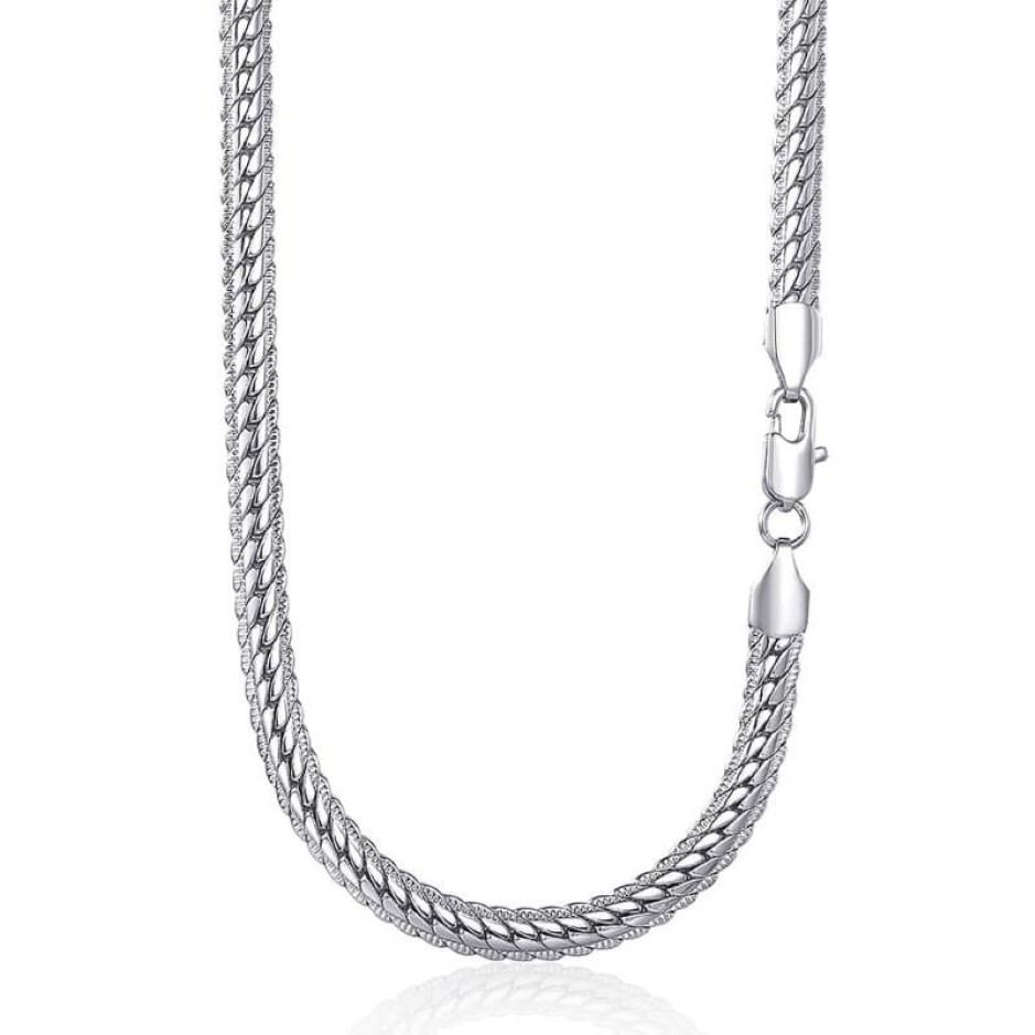 6mm Femmes Hommes Collier Chaîne Martelé Fermer Rombo Lien Curb Cubain Or Blanc Rempli GF Bijoux De Mode Accessoires DGN337 Chains207g