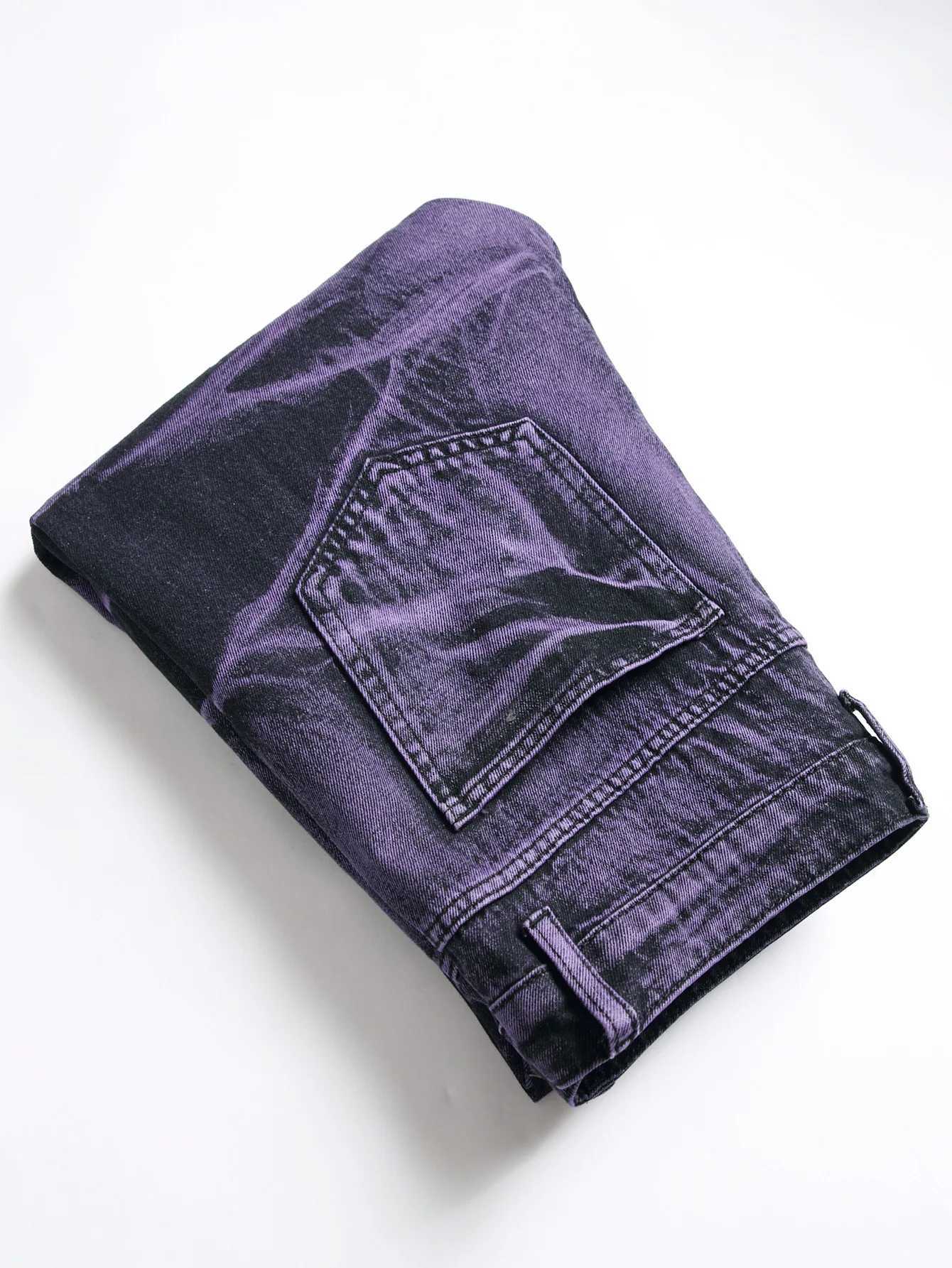 Jeans pour hommes Jeans déchirés pour hommes Pantalon en denim serré saisonnier Personnalisé Violet Noir Jeans droits Mode Pantalon pour jeunes J240328