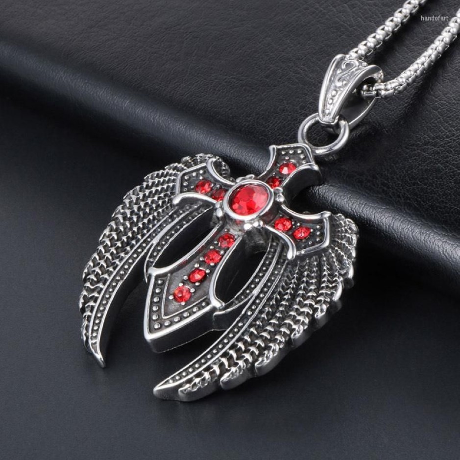 Pendant Necklaces MIQIAO Stainless Steel Titanium Red Zircon Gothic Eagle Vintage Collar Chains Necklace For Men Women Jewelry Gif304t