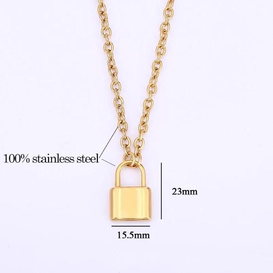 100% Rvs Hangslot Slot Ketting Voor Vrouwen Goud Zilver Kleur Metalen Ketting Choker Vriendschap Kraag Hanger Necklaces2516