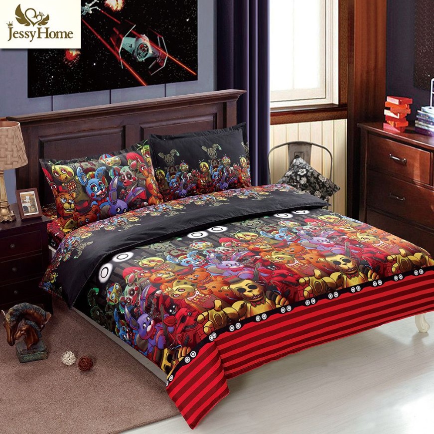 FNAF's Literie Cinq Nuits Chez Freddy's Ensemble de Literie Twin Queen King Size Impression Réactive Linge de Lit Y200417280D