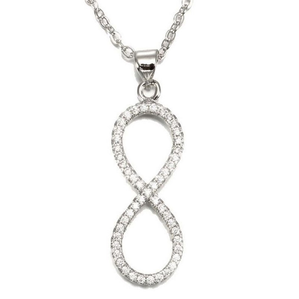 Vecalon åtta korsformhänge 925 Sterling Silver 5A Zircon Wedding Engagementhängen med halsband för kvinnors smycken278c