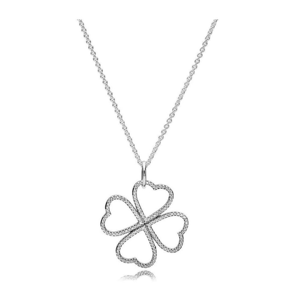 Collier avec pendentif en forme de trèfle et de cœur scintillant en argent Sterling 100%, fabrication de bijoux de mariage à la mode pour femmes, cadeaux 2459, 925