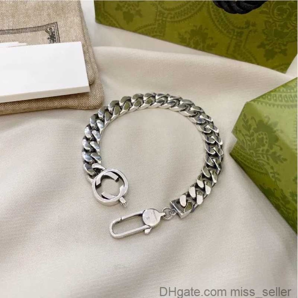 925 Sterling Silver Bracelet Unisex Designer Bracelets Luxury Cool Boy G Fashion Mens Women Men Chain Gift Couple Bracelets D210912331