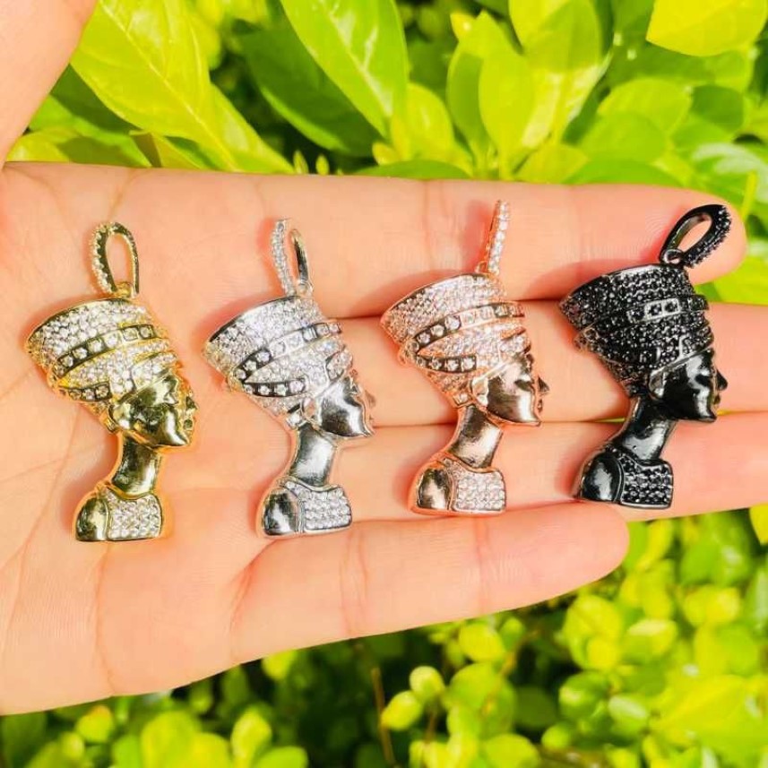Charms 3D Egyptian Queen Nefertiti Pendant Charm For Women Bracelet Necklace Making Religious Jewelry DIY Accessories Wholesa250p